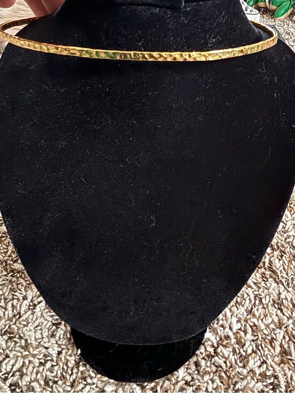 Hammered Gold Tone Choker Necklace